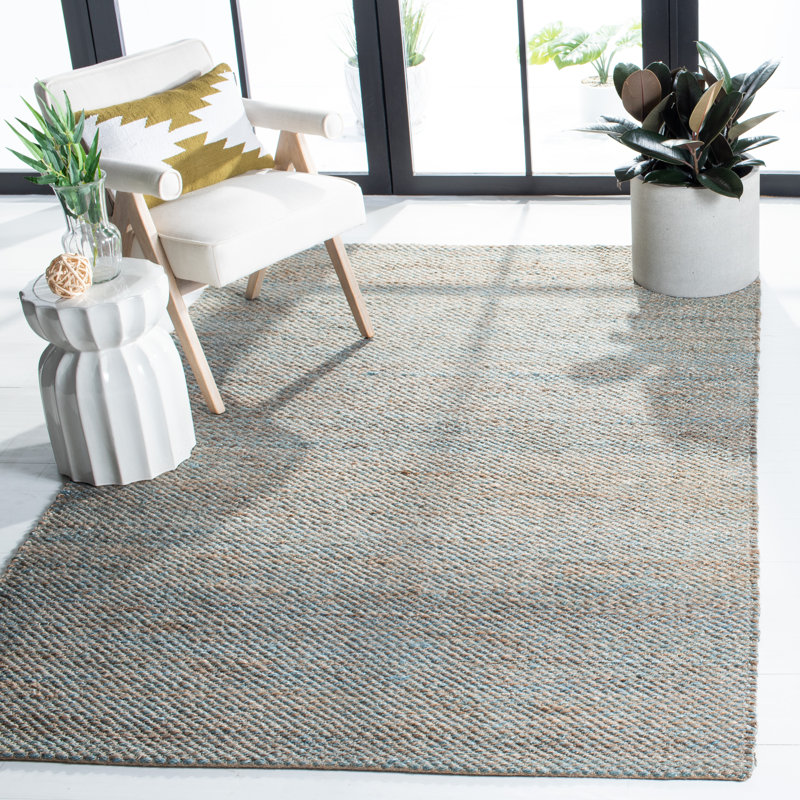 Dakota Fields Handwoven Jute Brown/Teal Area Rug Wayfair